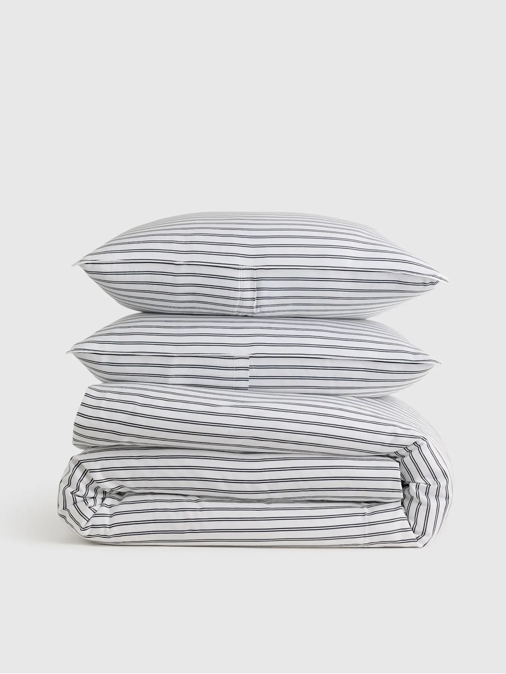 Quince K/CK Duvet Cover Set Organic Bamboo Double Stripe Nightfall